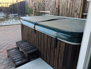 The hot tub is just a few steps out the back door!