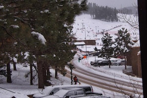 View of the lower ski hill from the deck