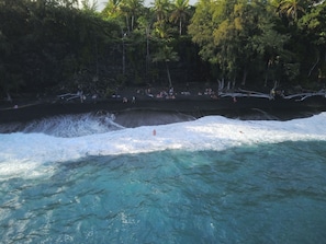 Kehena Black Sand Beach is 1 of 5 beaches in Puna which is just a mile away. 