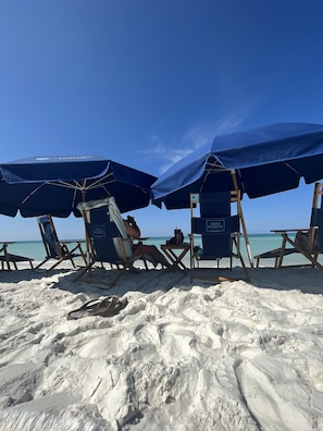 Daily Chairs/Umbrella/cocktail table included in your rental.  Mar 1-Nov 30