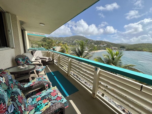 Patio overlooking Bolongo Bay 