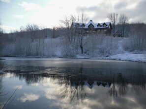 Winter view from the pond - Vue de l'étang en hiver
