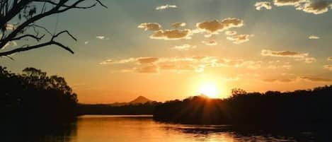 Taken just in front of house on river at sunset  looking towards Mt Cooroy