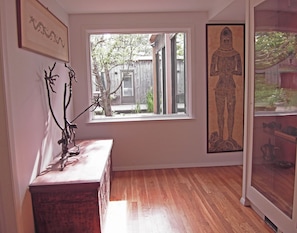 View of front hall entryway to house.