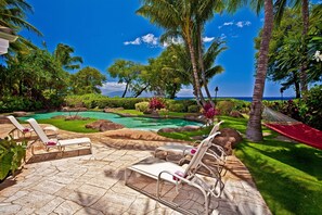 Heated Lagoon Shape Pool with Lagoon Pool Hot Tub Ocean and Beach Front Setting