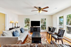 Living area with smart tv