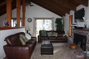 Kick back on the sofas with a gas fireplace after a long day on the slopes