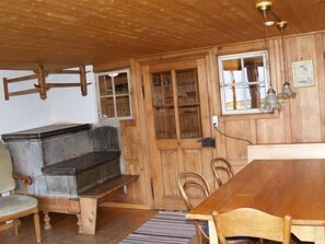 Living room with wood stove