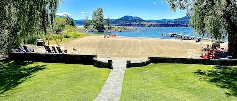 Private beach for your pleasure. View from the spacious back deck.