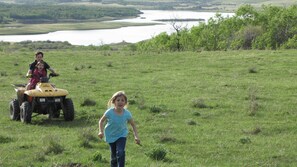 Lodge overlooks lake from the north windows; lot's of space for fun & adventure.