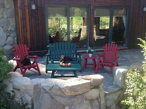 Happy baby bears looking to welcome you on our front patio looking at northstar 