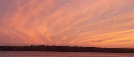 Sun set from the cottage over Bass Cove