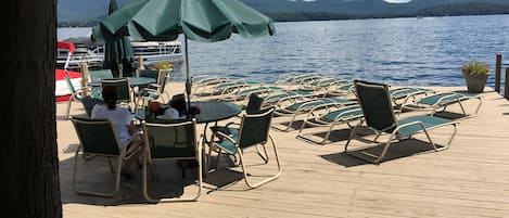 Patio Dock w tables and lounge chairs