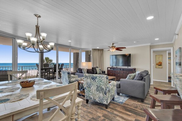 Dining area and living room