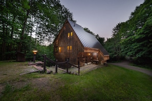 Another view of the house at dusk. 