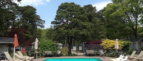 Our outdoor heated salt water pool open Memorial Day to Columbus Day