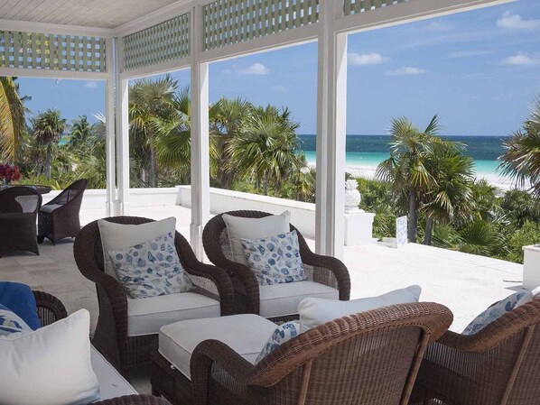 The wrap-around terrace overlooking the Atlantic