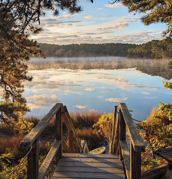 Stairs leading to Great Pond.