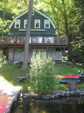 Kayaks and canoe available to explore the lake.