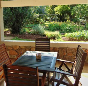 Veranda overlooking the garden
