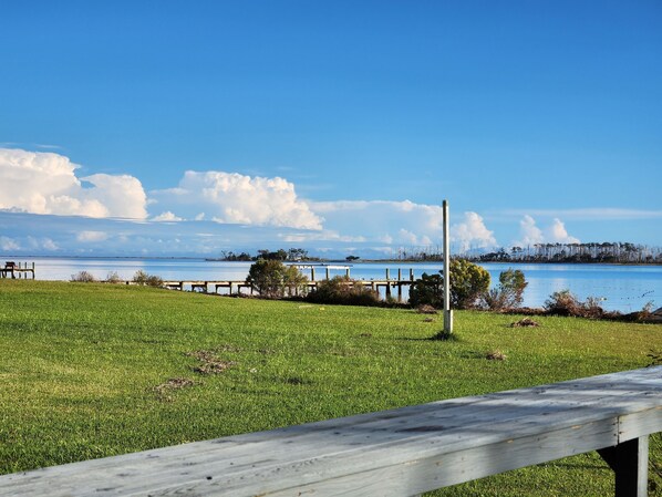 Majestic clouds over the Core Banks, view from deck.