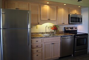 Kitchen with stainless steel appliances