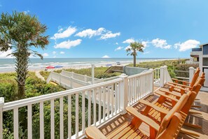 Enjoy the view from the oceanfront deck; use retractable awning if additional shade is desired.