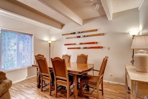 Large dining room.  Seats 8. (2 additional chairs in the unit)