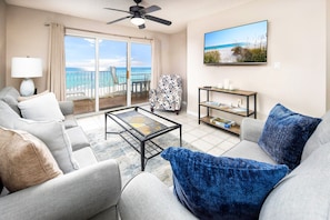 Living Room with Private Balcony - 
Gulf Dunes 413 Fort Walton Beach Okaloosa Island Vacation Rentals