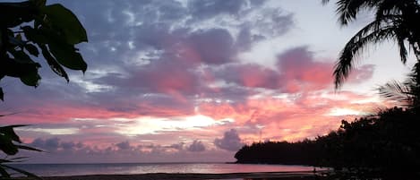 Sunsets off the back lanai from Kauai Paradise House