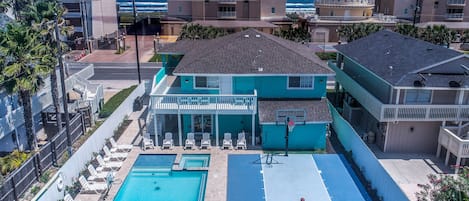 Look no further! Beach View! Offering largest backyard amenities in South Padre Island for single family vacation home.