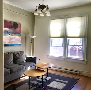 Windows and shades open from the top or the bottom for fresh air and privacy.