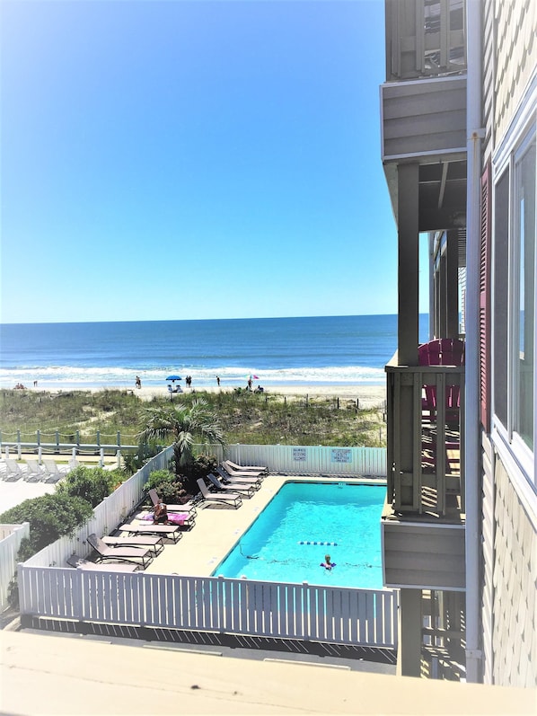 View from Balcony-Ocean, Pool and Beach