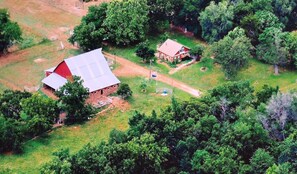 Aerial photo of the farm - the nearest neighbor is a long, stone's throw away