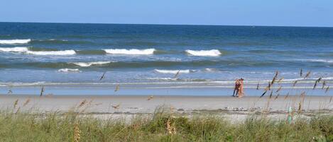 View from 1st floor balcony to beach