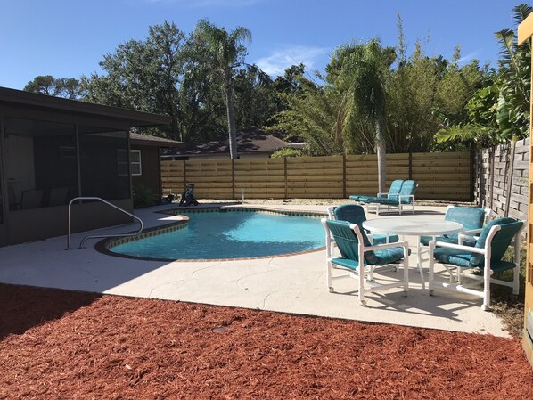 Fenced Private Pool w/ grill area