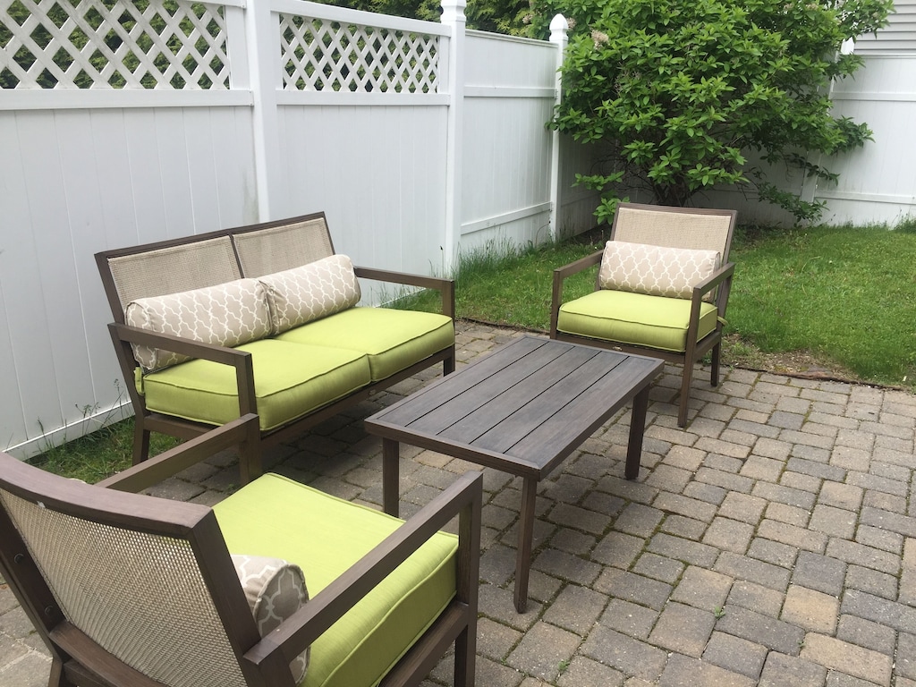 An outdoor sitting area at a Portsmouth New Hampshire VRBO
