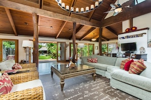 Expansive decks and views of the yard.
