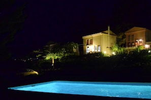 Swimming pool at night