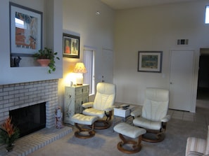 Fire up the gas fireplace on those cool evenings
