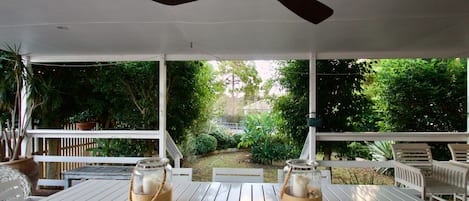 Outdoor living room on the back deck