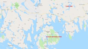 Local Map: Tunk Lake, Acadia National Park, Bar Harbor & Ellsworth