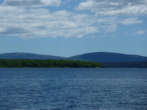 View of Acadia National Park from our private beach.