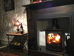 lovely log fire.  logs can be purchased at reasonable rate from us. 