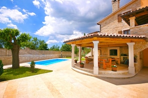 Private and secluded, pool and dining area together