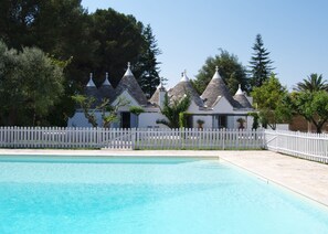 The pool is fenced all around for maximum security.