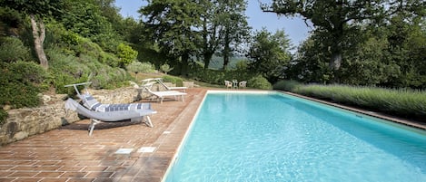 Fantastic very large pool, saline and heated lots of sun and also shade.