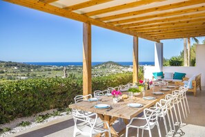 West facing terrace to San Antonio bay