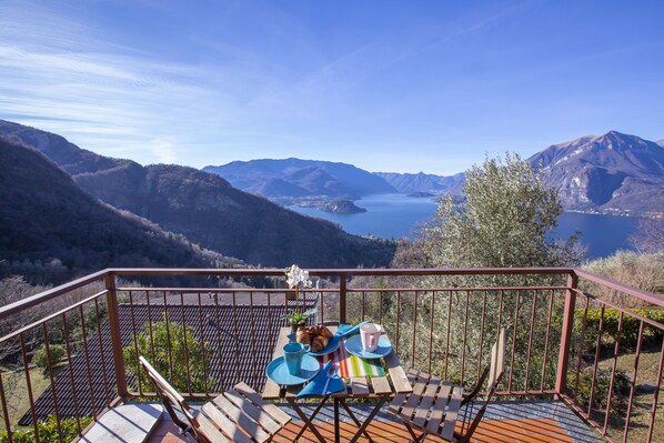 Romantic balcony with breathtaking view of the lake