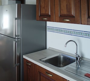 The sink and fridge-freezer